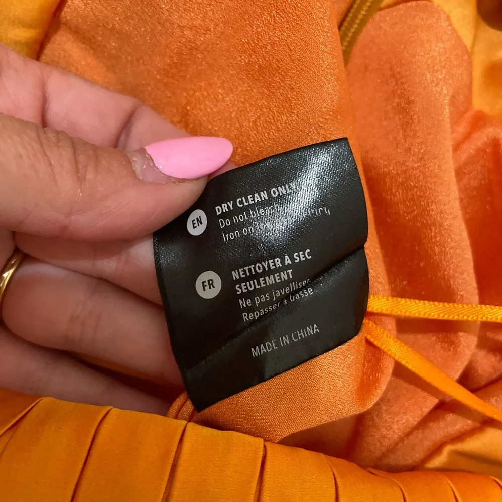 Andrea Iyamah Vibrant Orange Tami Pleated Tiered Wide Leg Pants Size Medium - Picture 9 of 10